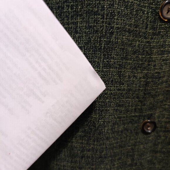 Sag Harbor L Womens Blazer Green Vintage Textured Suit Jacket Contrast Trim Chic - Picture 9 of 10